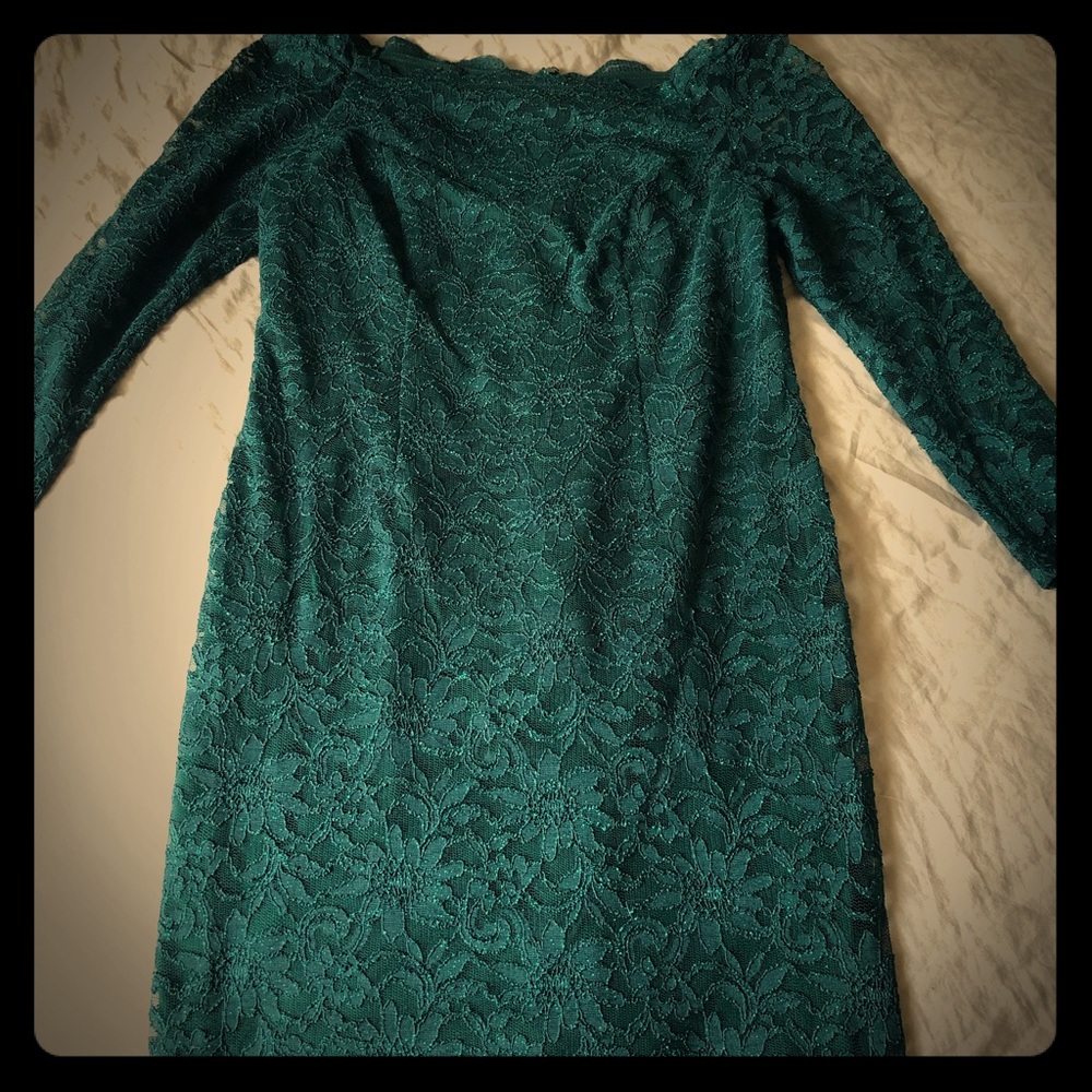 Green Lace Off the Shoulder Dress